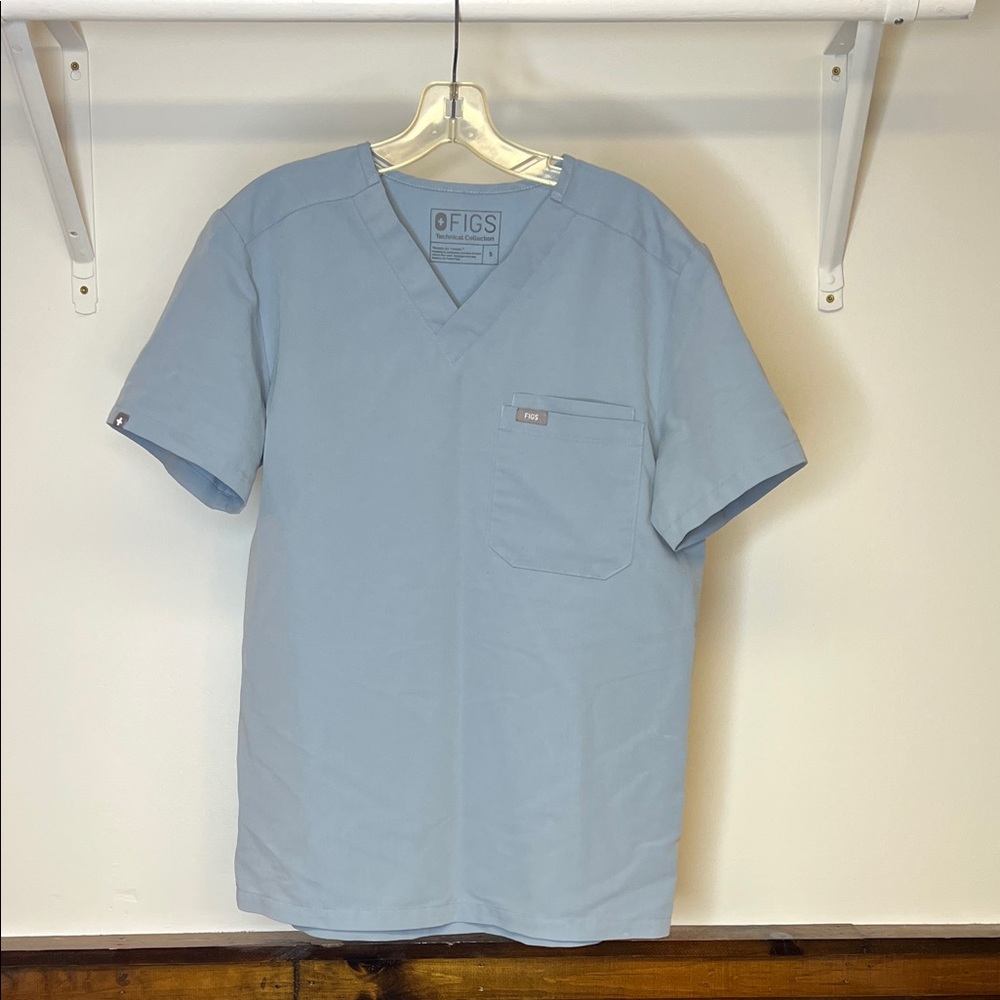 Figs Technical Collection Light Blue Short Sleeve‎ Scrub Top- S
